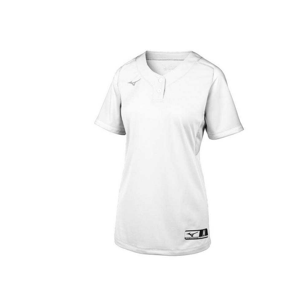 Camisas Mizuno Softball Aerolite 2-Button - Mulher - Branco - LRXSI5098